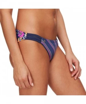 Bottoms Women's Trilogy Reversible Signature Cut Bikini Bottom - Glowing Trilogy Ink Blue Stripe/Blue Floral - C718XAI44IA