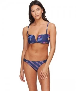 Bottoms Women's Trilogy Reversible Signature Cut Bikini Bottom - Glowing Trilogy Ink Blue Stripe/Blue Floral - C718XAI44IA