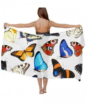 Cover-Ups Women Chiffon Sarong Beach Bikini Cover Up Wedding Party Shawls Wraps - Colorful Butterflies Beautiful - CY19CAC8HCN