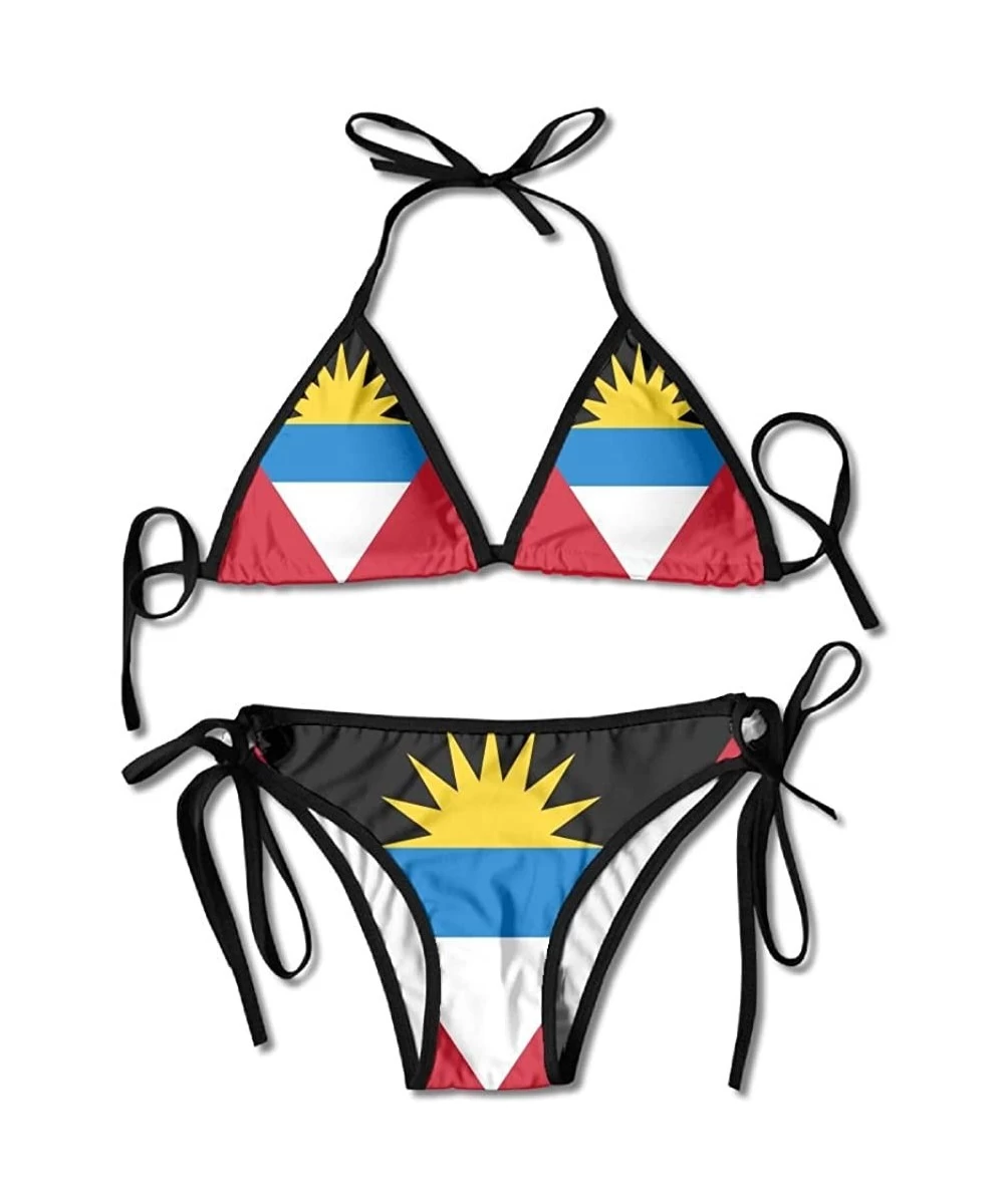 Sets Flag of Antigua and Barbuda Sexy Boxing Bikini Women Halterneck Top and Set Swimsuits Beach Swimming - Black - CB18CU6MCZD