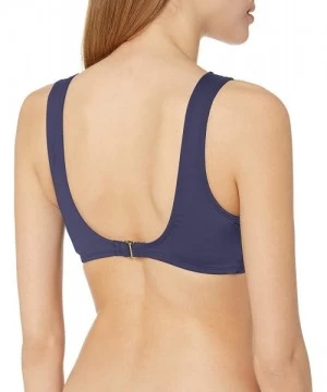 Tops Women's Ruffle Bralette Bikini Swimsuit Top - Navy//Solids - CR18ZQ0K62Z