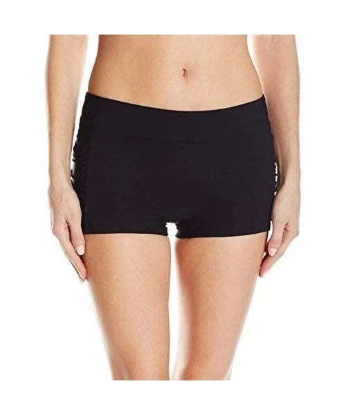 Bottoms Women's Solid Boyleg Bikini Bottom - Black - CX12M0YYTM5