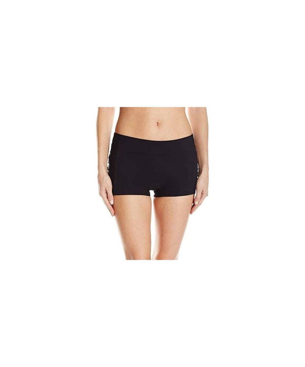 Bottoms Women's Solid Boyleg Bikini Bottom - Black - CX12M0YYTM5