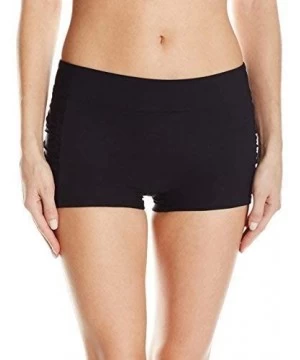 Bottoms Women's Solid Boyleg Bikini Bottom - Black - CX12M0YYTM5