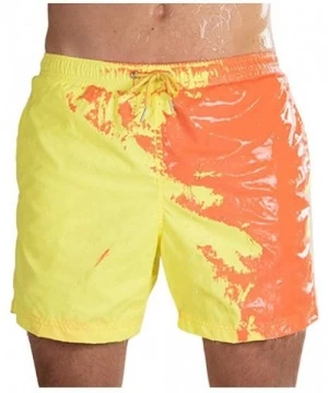 Trunks Funny Color Changing Swim Trunks Temperature Sensitive Beach Swim Shorts - Yellow - CX199C0LSD0