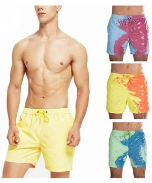 Trunks Funny Color Changing Swim Trunks Temperature Sensitive Beach Swim Shorts - Yellow - CX199C0LSD0