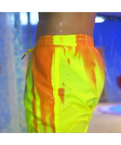 Trunks Funny Color Changing Swim Trunks Temperature Sensitive Beach Swim Shorts - Yellow - CX199C0LSD0