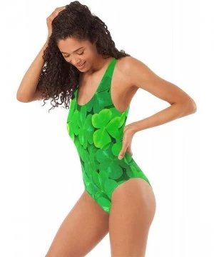 One-Pieces Women's Adjustable Strap One Piece Flags of European Countries Monokini Swimsuit - St Patrick's Party Shamrock - C...