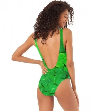 One-Pieces Women's Adjustable Strap One Piece Flags of European Countries Monokini Swimsuit - St Patrick's Party Shamrock - C...