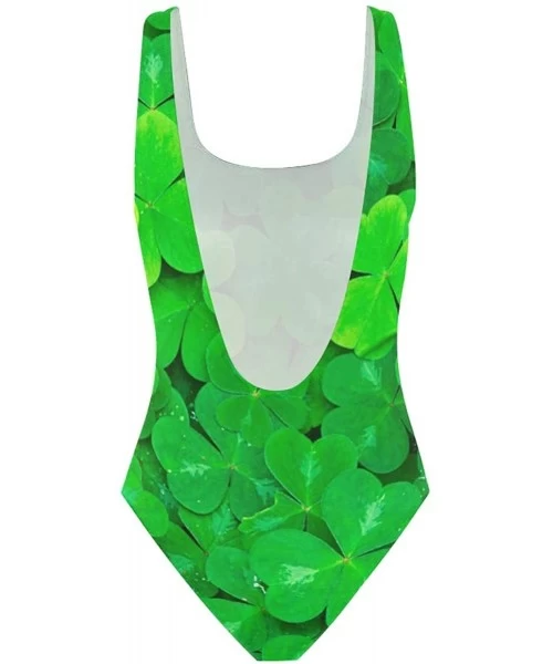 One-Pieces Women's Adjustable Strap One Piece Flags of European Countries Monokini Swimsuit - St Patrick's Party Shamrock - C...