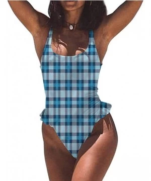 Bottoms Sexy Swimwear Checkered- Maze-Look Squares Retro Great for The Younger Crowd - Multi 11-one-piece Swimsuit - CY19E75CM66