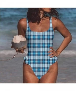 Bottoms Sexy Swimwear Checkered- Maze-Look Squares Retro Great for The Younger Crowd - Multi 11-one-piece Swimsuit - CY19E75CM66