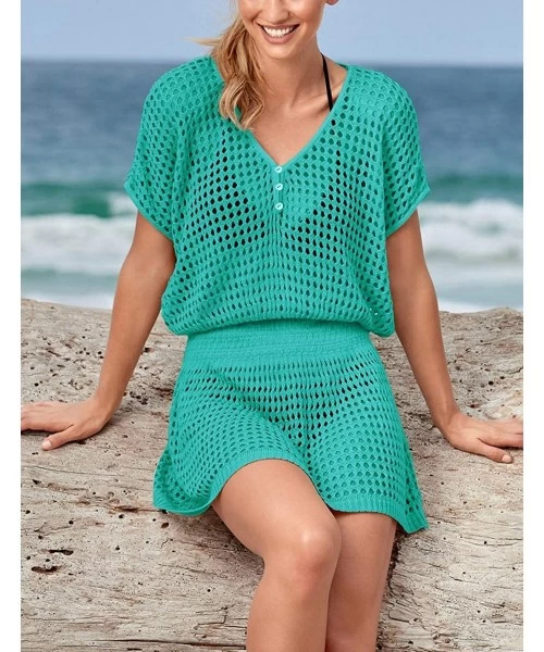 Cover-Ups Bikini Swimwear Cover Up for Women Loose Beach Tunic Dress - A-light Green - CB18WW0EDX2