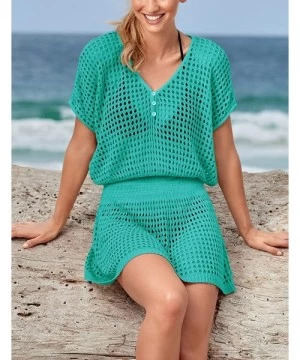 Cover-Ups Bikini Swimwear Cover Up for Women Loose Beach Tunic Dress - A-light Green - CB18WW0EDX2