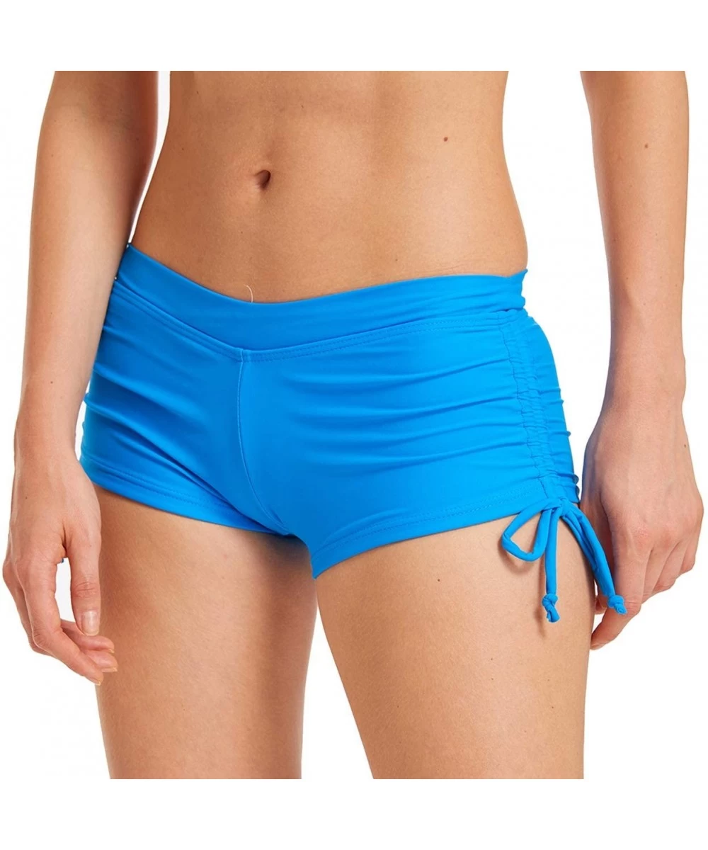 Bottoms Womens Swim Shorts Bikini Boyshort Swim Bottom with Side Ties Swimming Boardshort - Blue - C018OWR38E2