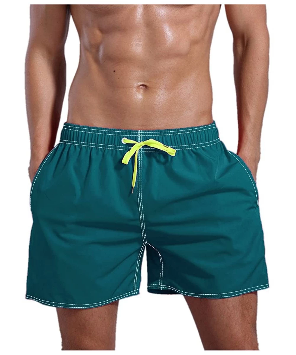 Board Shorts Men's Quick Dry Swim Trunks Bathing Suit Beach Shorts - Dark Green - CY18E308Q9O