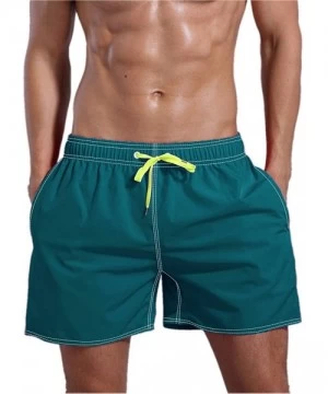 Board Shorts Men's Quick Dry Swim Trunks Bathing Suit Beach Shorts - Dark Green - CY18E308Q9O