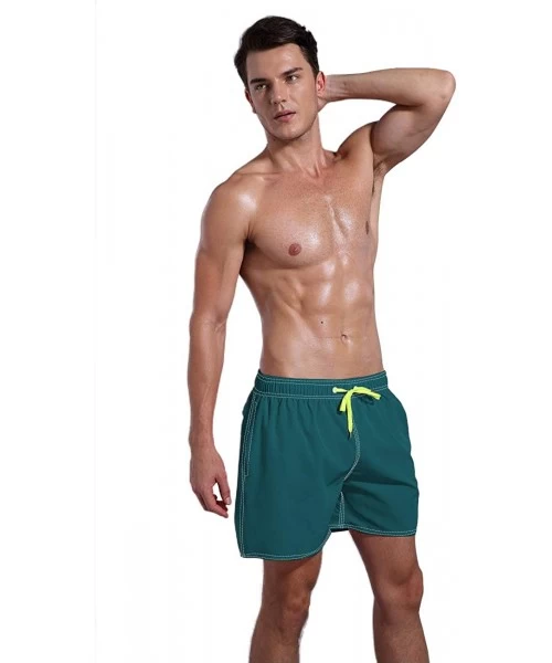 Board Shorts Men's Quick Dry Swim Trunks Bathing Suit Beach Shorts - Dark Green - CY18E308Q9O