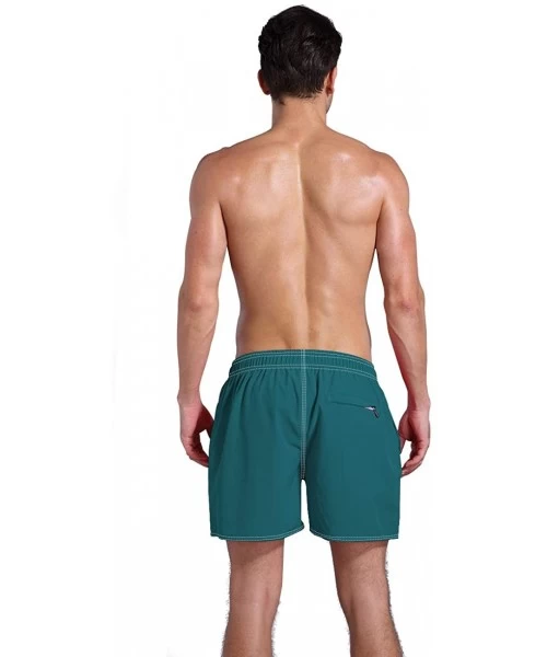 Board Shorts Men's Quick Dry Swim Trunks Bathing Suit Beach Shorts - Dark Green - CY18E308Q9O