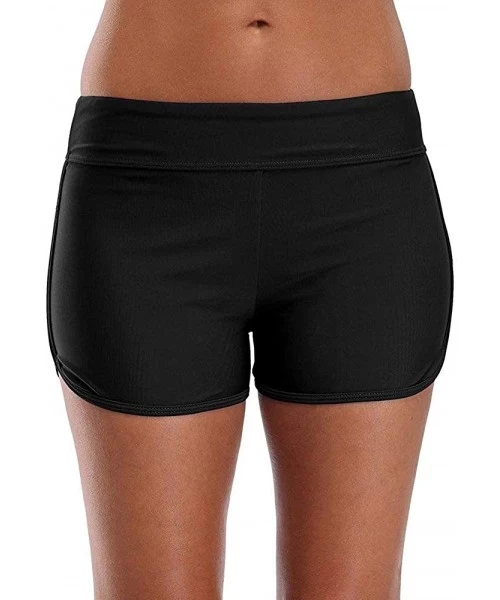 Board Shorts Swim Shorts for Women Women's Long Board Shorts Solid Jammer Swim Shorts Board Short Boyleg Swim Bottoms - Black...