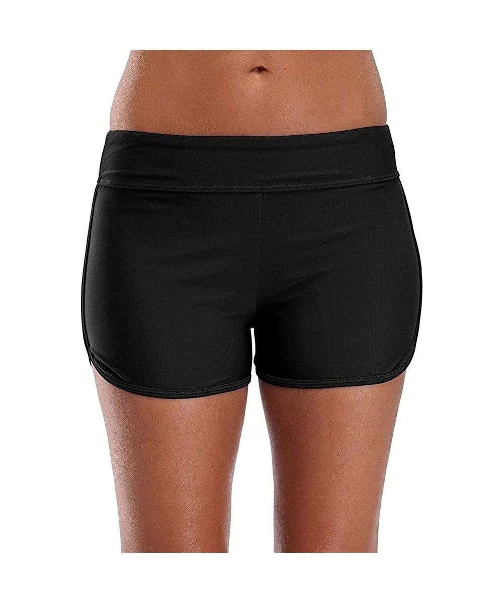 Board Shorts Swim Shorts for Women Women's Long Board Shorts Solid Jammer Swim Shorts Board Short Boyleg Swim Bottoms - Black...