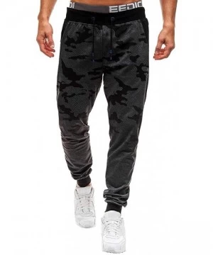 Rash Guards Mens Joggers Sports Pants Slim Fit Gym Workout Sweatpants Fashion Camouflage Print Trousers - Dark Gray - CI18A4I...