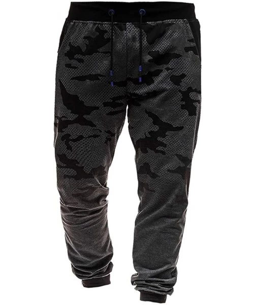 Rash Guards Mens Joggers Sports Pants Slim Fit Gym Workout Sweatpants Fashion Camouflage Print Trousers - Dark Gray - CI18A4I...