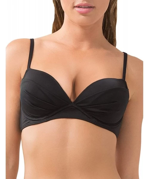 Tops Women's Swim Secret Convertible Push-up Bikini Top - Black Hue - CD12NZUP0K4