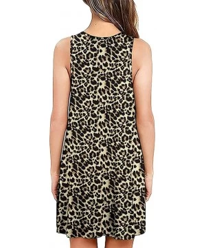 Cover-Ups Womens Summer Sleeveless Beach Dress Loose Swinsuit Sundress with Pockets Plus Size - Z-leopard - CI196YY9WKD