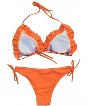 Sets Bikini Two Piece Swimsuit Pushups Filled Bra Swimwear Beachwear - Orange - CW18NZ7DE7W