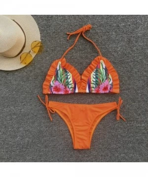 Sets Bikini Two Piece Swimsuit Pushups Filled Bra Swimwear Beachwear - Orange - CW18NZ7DE7W