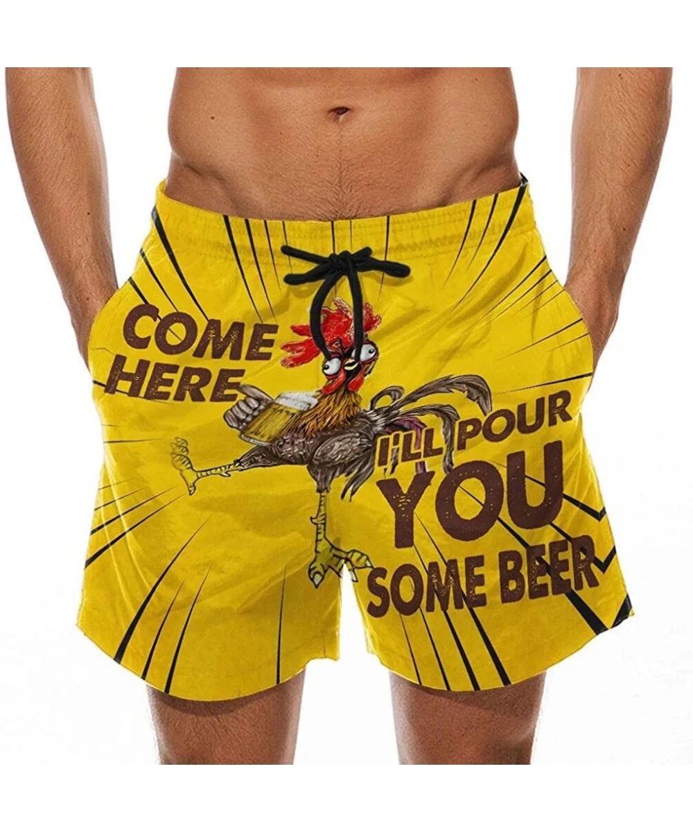 Board Shorts Men's Summer Holiday Drawstring Shorts Casual Cock Printed Beach Pants Swim Trunks-Look at My Pecker-Look at IT ...