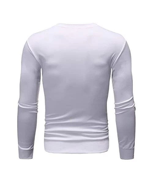 Rash Guards Men's Fashion Long-Sleeved Round Neck Solid Color Print Sweater Tops Pullover T-Shirts - Za-white - CO18W3H7H8U