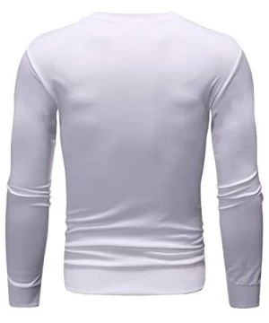 Rash Guards Men's Fashion Long-Sleeved Round Neck Solid Color Print Sweater Tops Pullover T-Shirts - Za-white - CO18W3H7H8U