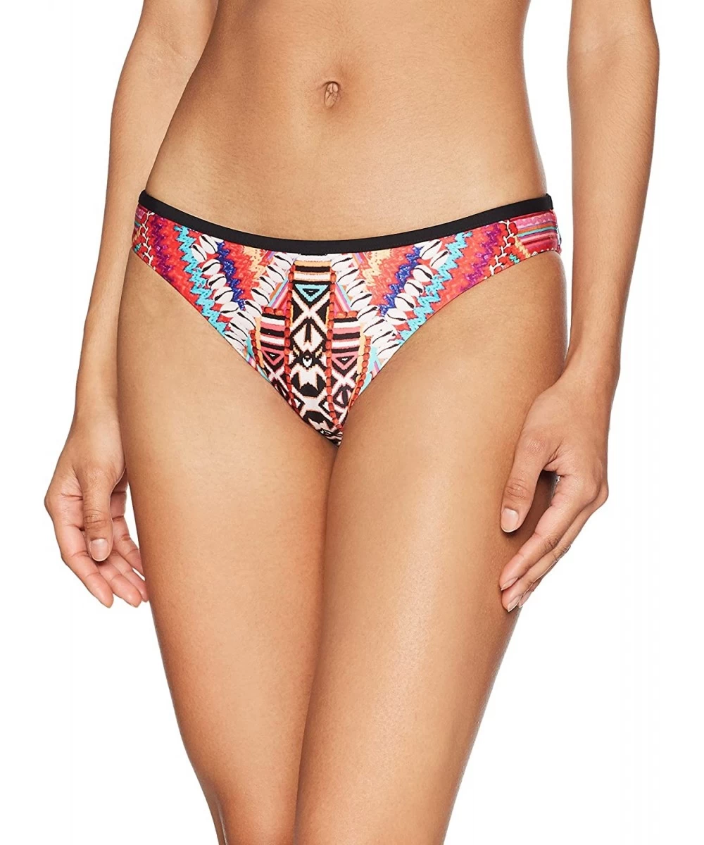 Tankinis Women's Banded Hipster Moderate Coverage Bikini Bottom Swimsuit - Desert Tribe Flame - CY187KMGM6A