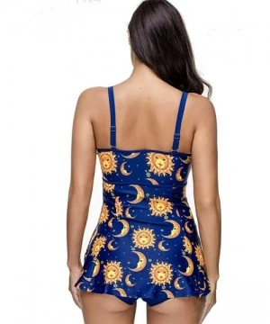 One-Pieces Summer Women's Sun Stars Moon Print One-Piece Swimsuit - CU18TTQO8HO