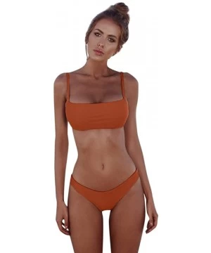 Sets Women Push-Up Brazilian Bikini Set Swimwear Bandeau Bandage Beachwear Two Piece Swimsuits Bathing Suits - Orange - CR18U...