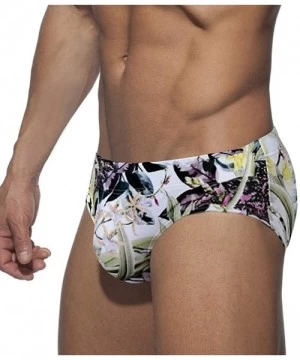 Tankinis Mens Sexy Swim Briefs Square Leg Swimsuit Swimwear with Pad - Flowerprint - CS194UEQ8EY