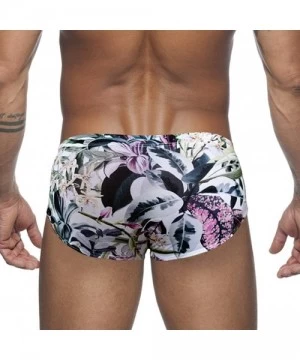 Tankinis Mens Sexy Swim Briefs Square Leg Swimsuit Swimwear with Pad - Flowerprint - CS194UEQ8EY