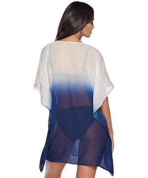 Cover-Ups Beach Cover Up for Women Ombre Chiffon Summer Wear Bikini Wrap Coverups - A-bluewhite - CG18TW2ZQCR