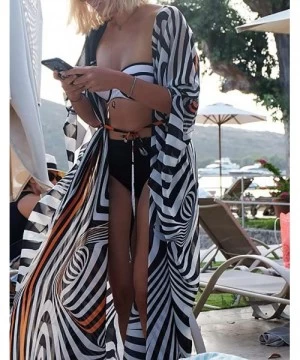 Cover-Ups Women's Chiffon Bathing Suit Bikini Swimsuit Cover up Swimwear Beach Dress Long Kimono Cardigan Jacket Robe Print K...