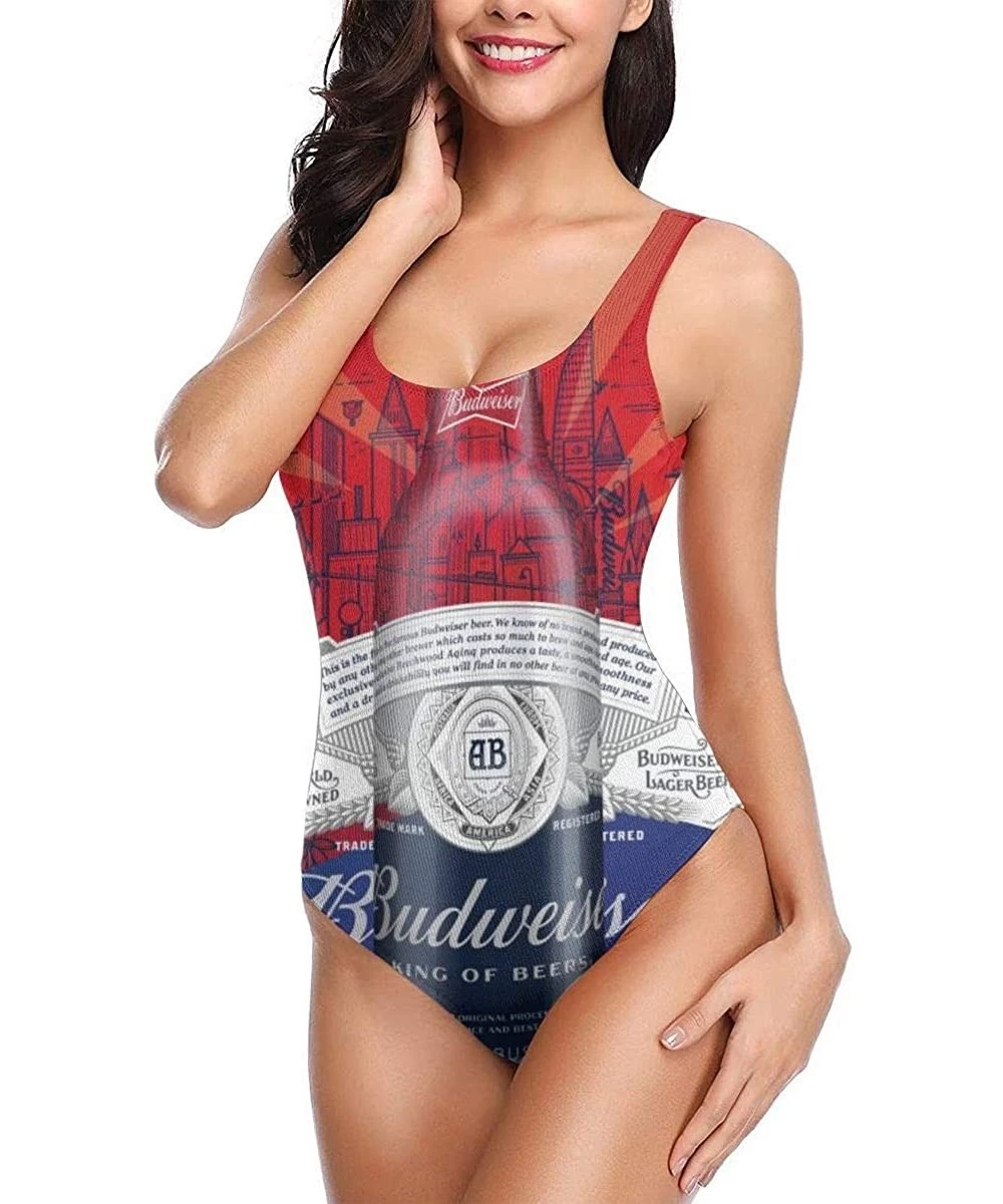 One-Pieces Women's Budweiser Swimsuit High Cut Low Back One Piece Swimwear Bathing Suits - Budwiser - C2199UKGCLO