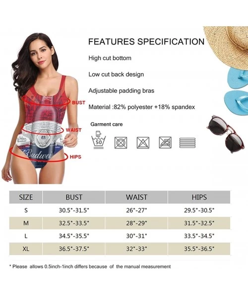 One-Pieces Women's Budweiser Swimsuit High Cut Low Back One Piece Swimwear Bathing Suits - Budwiser - C2199UKGCLO