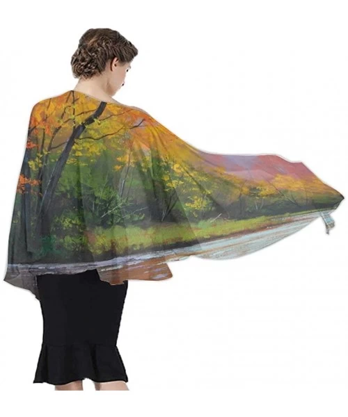 Cover-Ups Women Fashion Shawl Wrap Summer Vacation Beach Towels Swimsuit Cover Up - Fall Tree Leaves Painting Art - C5190HI9D0T