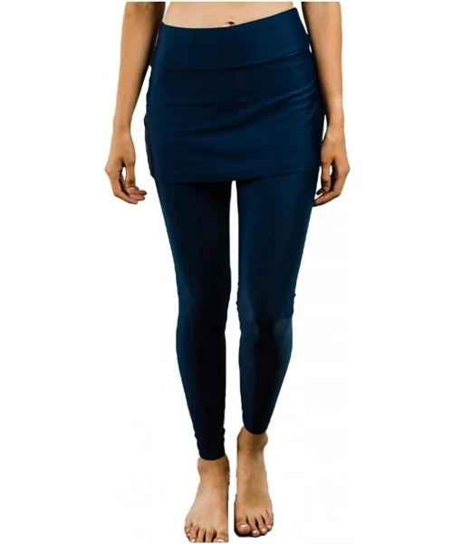 Tankinis Women's Modest Swim Skirt with Full Length Leggings| UPF 50+ | XS-4X - Navy - CT19C9309WM