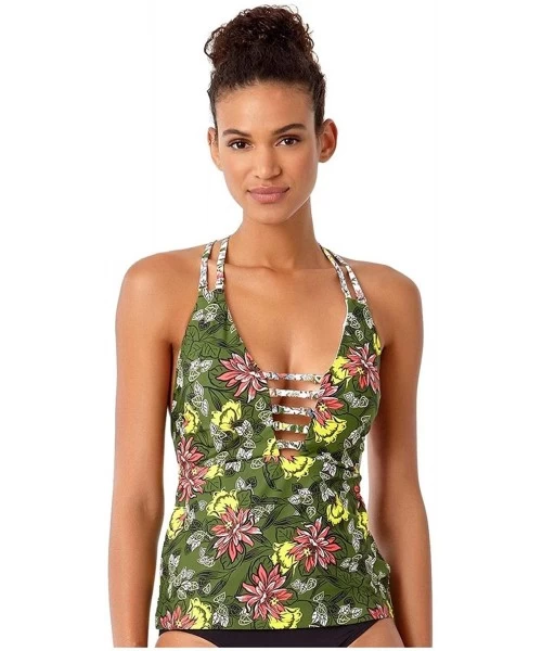 Tankinis Happy Strappy Green Plunge Tankini Top- S - CK187AW20LG