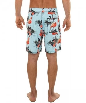 Board Shorts Men's Flamingos Stretch E-Board Hybrid Swim Shorts - Flamingos Pastel Blue - C9180H763AW