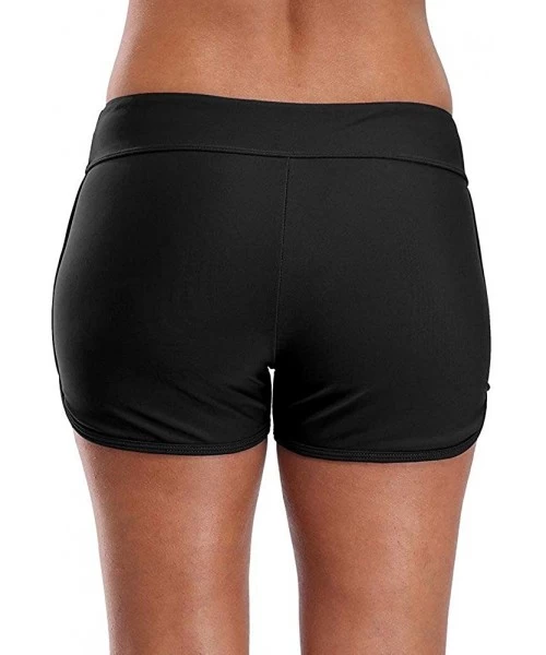 Board Shorts Swim Shorts for Women Women's Long Board Shorts Solid Jammer Swim Shorts Board Short Boyleg Swim Bottoms - Black...