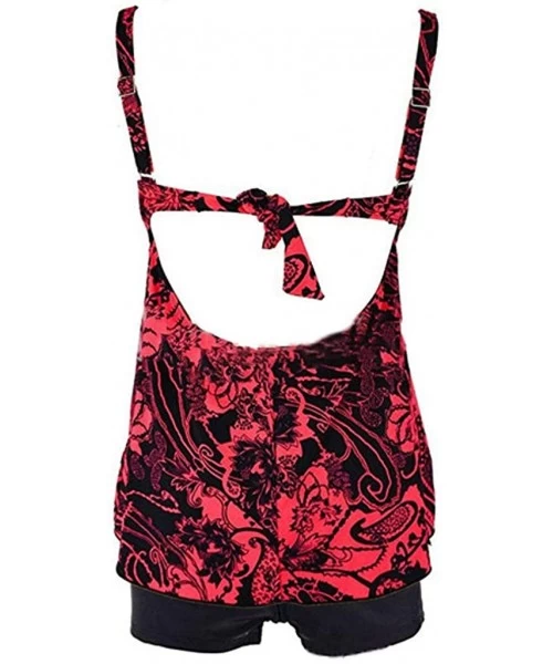 Tankinis Women's Sexy Floral Print Halter Cut Out Sport Tankini Set Swimsuit Bathing Suit Beach Swimwear for Teen Girls Z red...