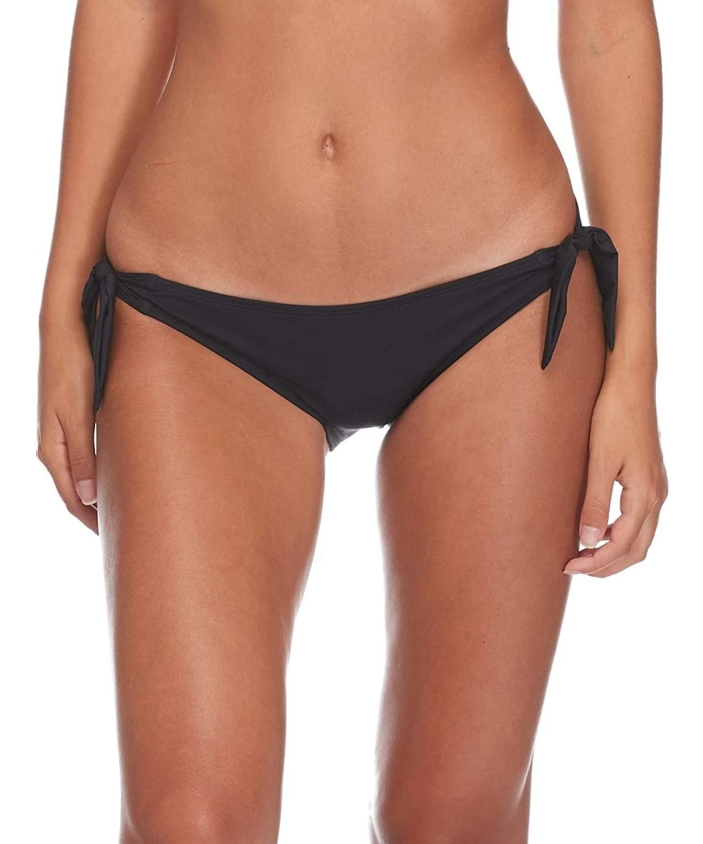 Bottoms Women's Sash Tie Side Med Bikini Bottom Swimwear - Black - CI12NYNY8L2